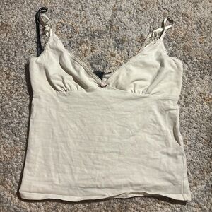 Forever 21 Cream Lace-Trim Camisole Tank with rose
